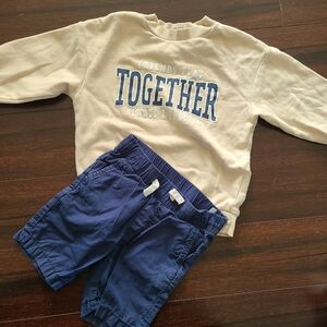 H&M Beige Fabric And Blue Short